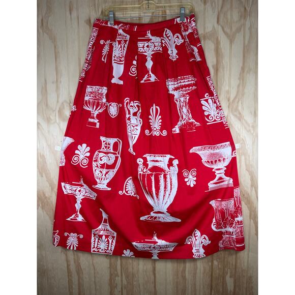 Soft Surroundings Maxi Skirt Grecian Urn Print Y2K Cottagecore Cotton Vintage - Picture 12 of 12